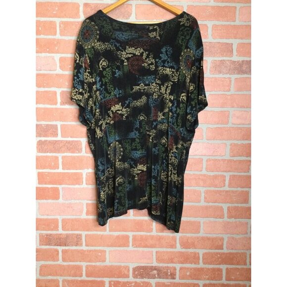 Coldwater Creek Womens 3X Dark Floral Babydoll Fairy Top Blouse Whimsigoth - Picture 3 of 8